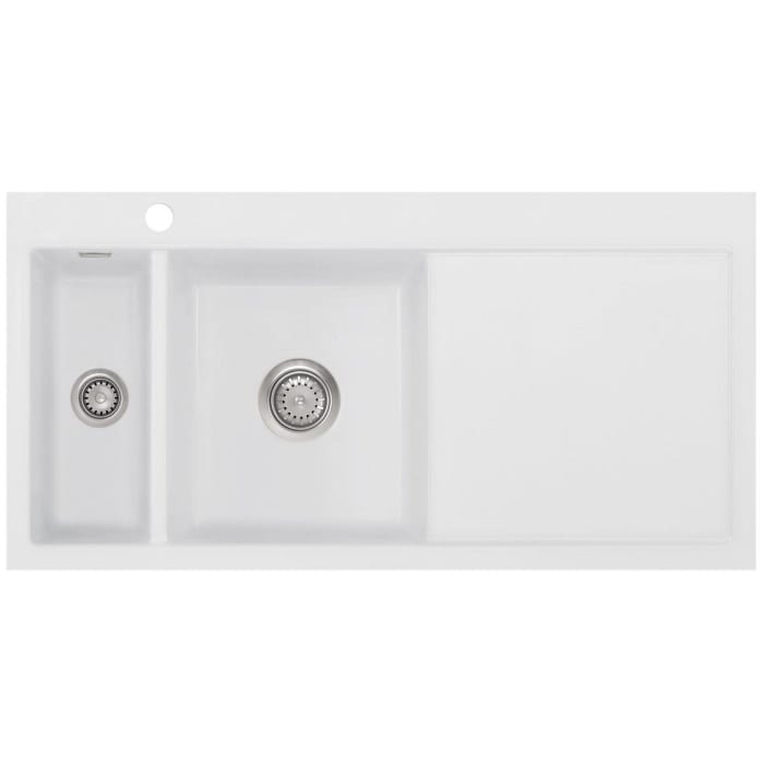 Systemceram Keradomo Mera 100 F Spüle links für flächenbündigen Einbau mit Handbetätigung, inkl. Armaturbohrung