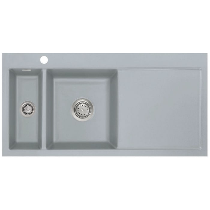 Systemceram Keradomo Mera 100 F Spüle links für flächenbündigen Einbau mit Handbetätigung, inkl. Armaturbohrung