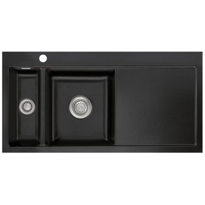 Systemceram Keradomo Mera 100 F Spüle links für flächenbündigen Einbau mit Handbetätigung, inkl. Armaturbohrung