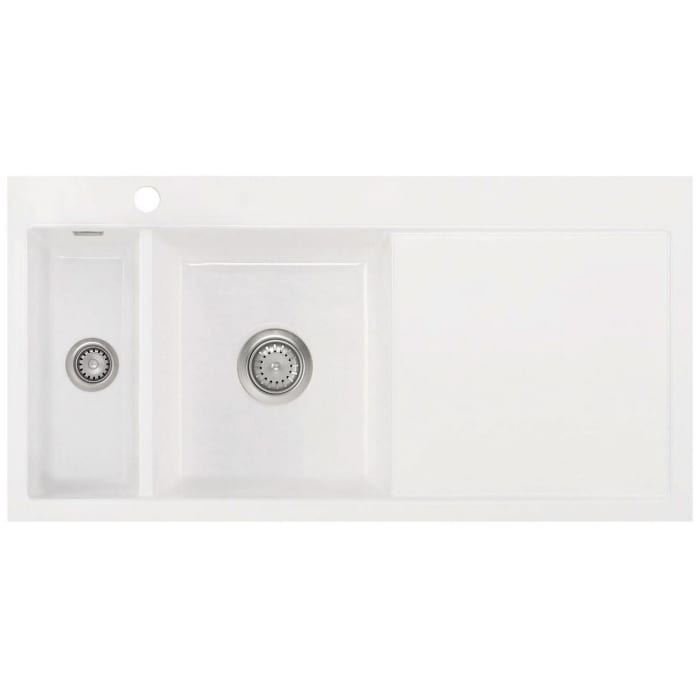 Systemceram Keradomo Mera 100 F Spüle links für flächenbündigen Einbau mit Excenterbetätigung, inkl. Armaturbohrung