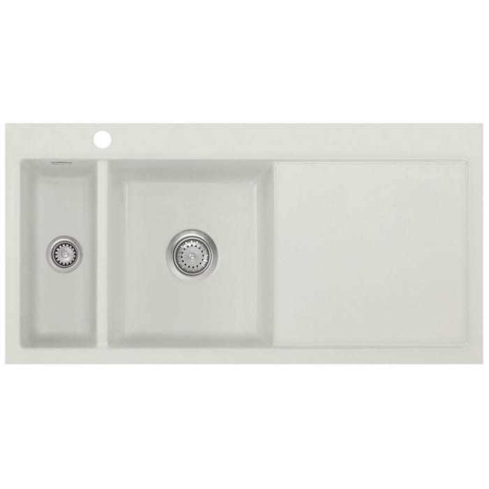 Systemceram Keradomo Mera 100 F Spüle links für flächenbündigen Einbau mit Excenterbetätigung, inkl. Armaturbohrung