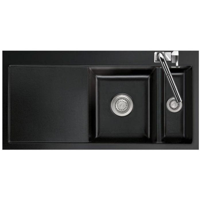 Systemceram Keradomo Mera 100 F Spüle rechts für flächenbündigen Einbau mit Handbetätigung, inkl. Armaturbohrung