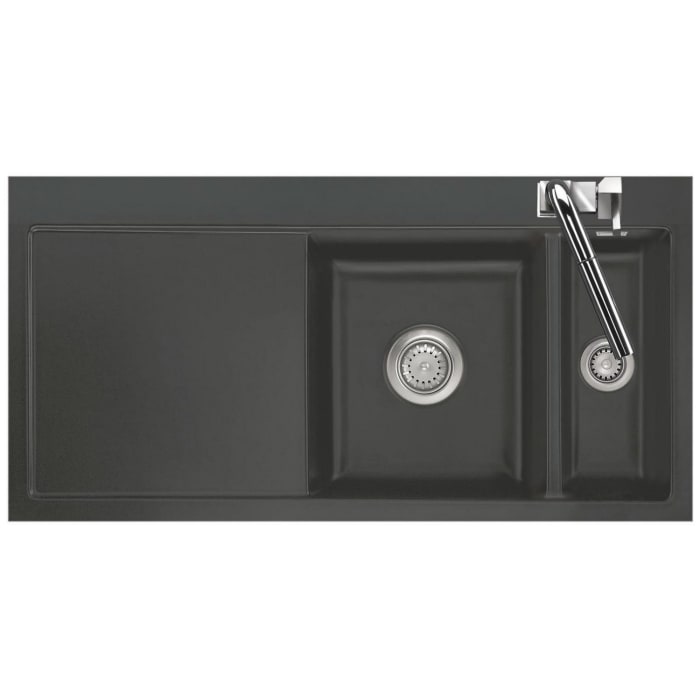 Systemceram Keradomo Mera 100 F Spüle rechts für flächenbündigen Einbau mit Handbetätigung, inkl. Armaturbohrung