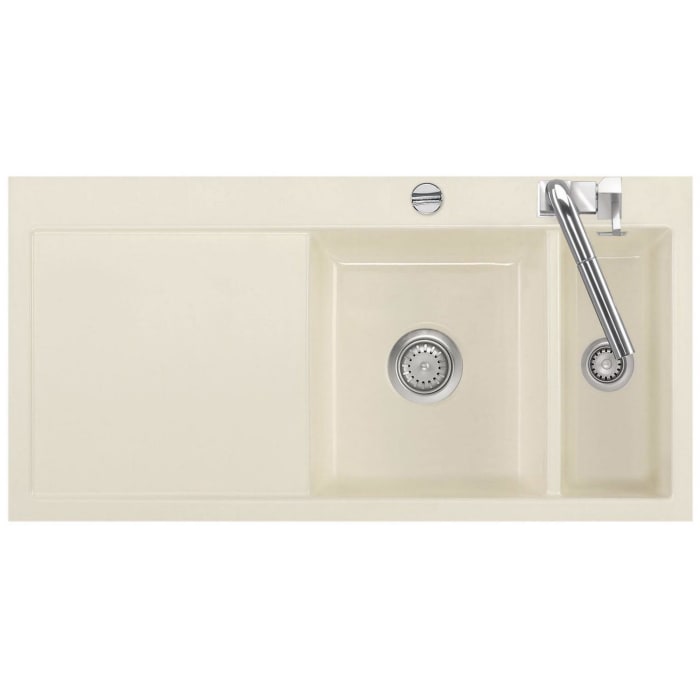 Systemceram Keradomo Mera 100 F Spüle rechts für flächenbündigen Einbau mit Excenterbetätigung, inkl. Armaturbohrung