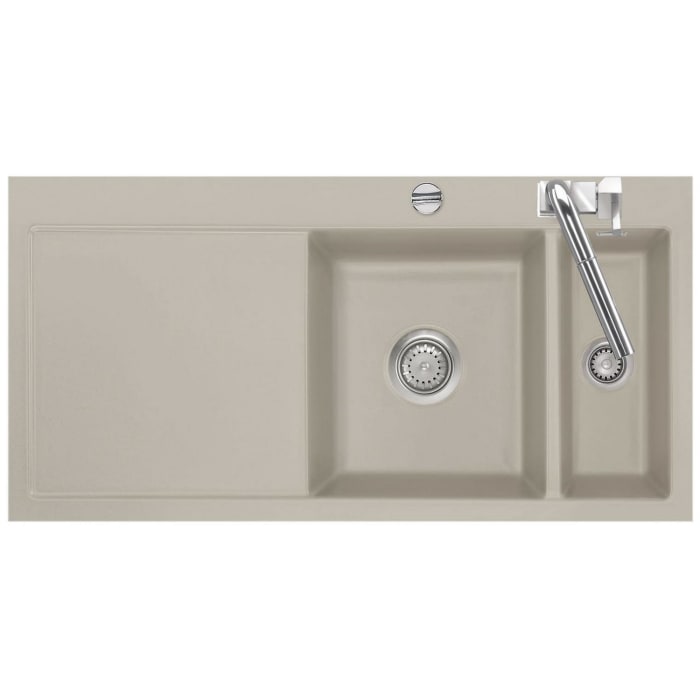 Systemceram Keradomo Mera 100 F Spüle rechts für flächenbündigen Einbau mit Excenterbetätigung, inkl. Armaturbohrung