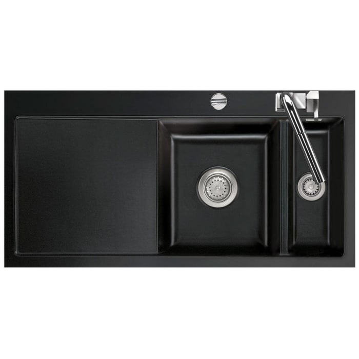 Systemceram Keradomo Mera 100 F Spüle rechts für flächenbündigen Einbau mit Excenterbetätigung, inkl. Armaturbohrung