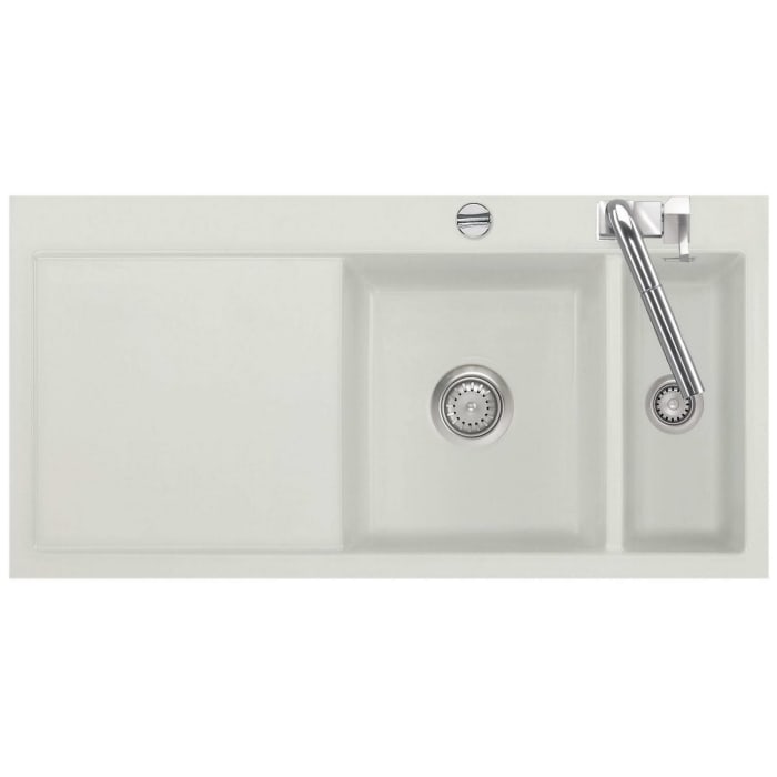 Systemceram Keradomo Mera 100 F Spüle rechts für flächenbündigen Einbau mit Excenterbetätigung, inkl. Armaturbohrung