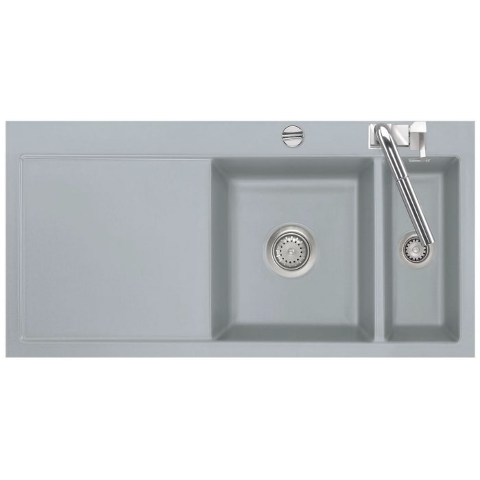 Systemceram Keradomo Mera 100 F Spüle rechts für flächenbündigen Einbau mit Excenterbetätigung, inkl. Armaturbohrung