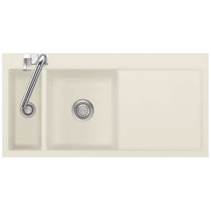 Systemceram Keradomo Mera 100 F Spüle links für flächenbündigen Einbau mit Handbetätigung, inkl. Armaturbohrung