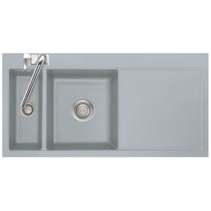 Systemceram Keradomo Mera 100 F Spüle links für flächenbündigen Einbau mit Handbetätigung, inkl. Armaturbohrung