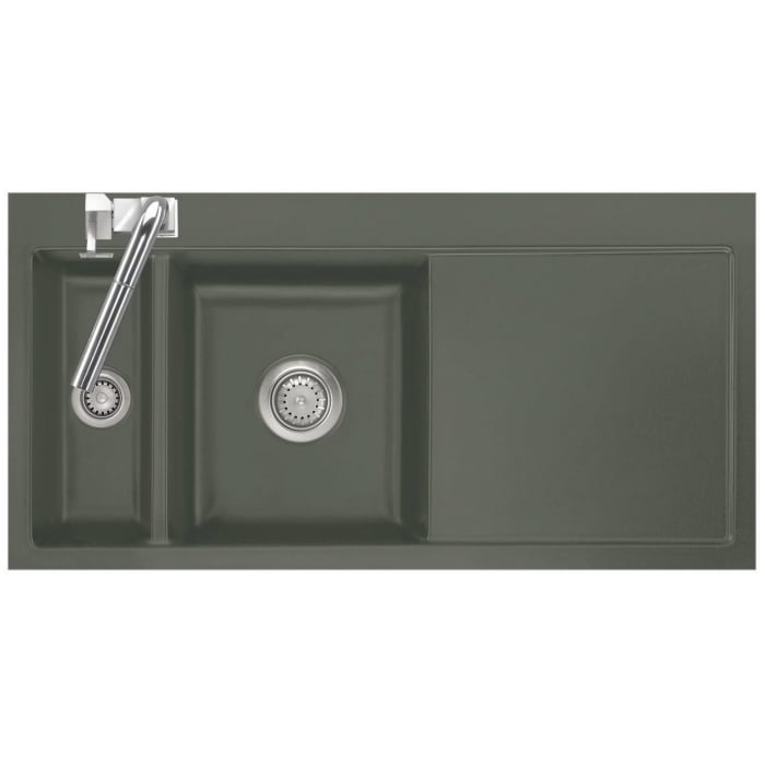 Systemceram Keradomo Mera 100 F Spüle links für flächenbündigen Einbau mit Handbetätigung, inkl. Armaturbohrung