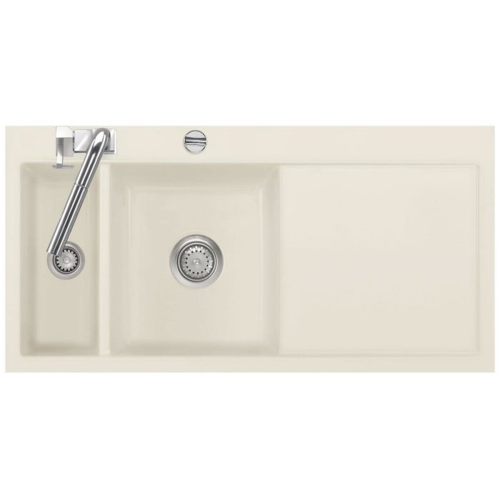 Systemceram Keradomo Mera 100 F Spüle links für flächenbündigen Einbau mit Excenterbetätigung, inkl. Armaturbohrung