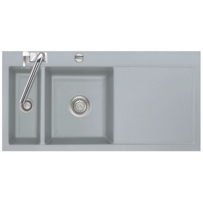 Systemceram Keradomo Mera 100 F Spüle links für flächenbündigen Einbau mit Excenterbetätigung, inkl. Armaturbohrung