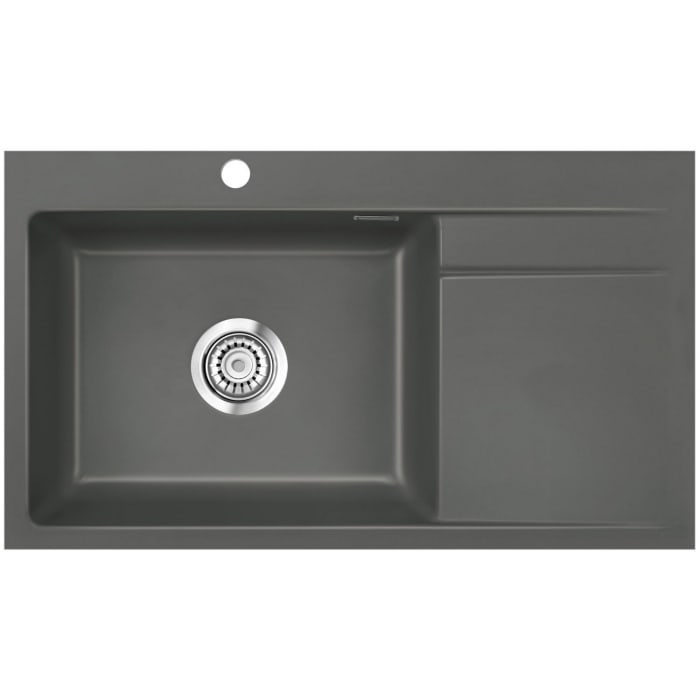 Systemceram Keradomo Stema 86 SL/ F Spüle links für flächenbündigen Einbau mit Handbetätigung, inkl. Armaturbohrung