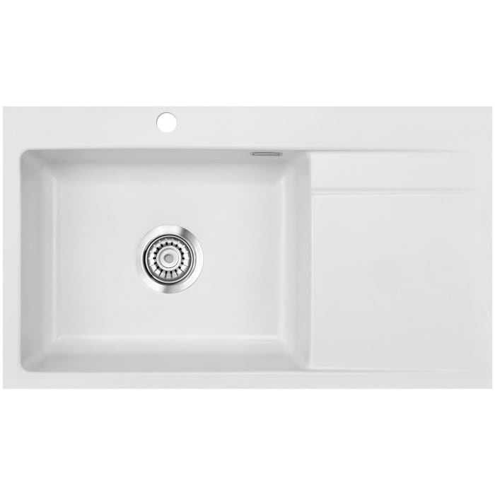 Systemceram Keradomo Stema 86 SL/ F Spüle links für flächenbündigen Einbau mit Excenterbetätigung, inkl. Armaturbohrung