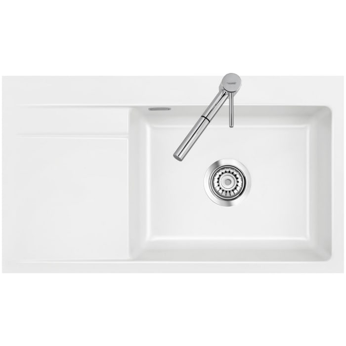 Systemceram Keradomo Stema 86 SL/ F Spüle rechts für flächenbündigen Einbau mit Handbetätigung, inkl. Armaturbohrung