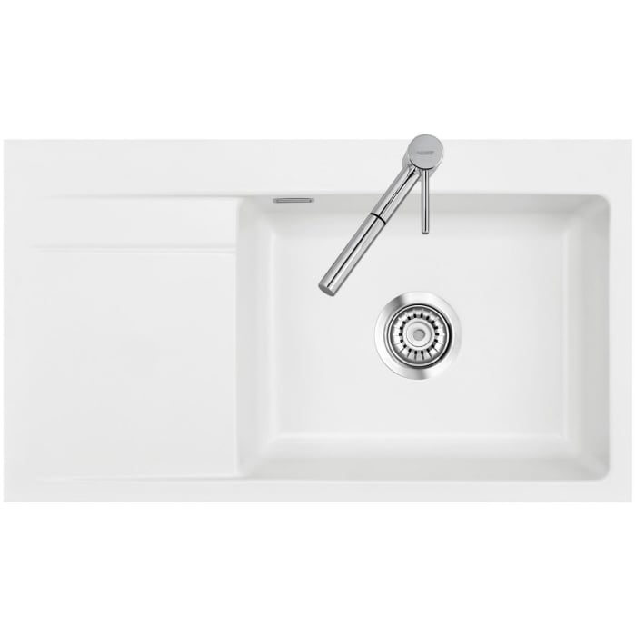 Systemceram Keradomo Stema 86 SL/ F Spüle rechts für flächenbündigen Einbau mit Handbetätigung, inkl. Armaturbohrung