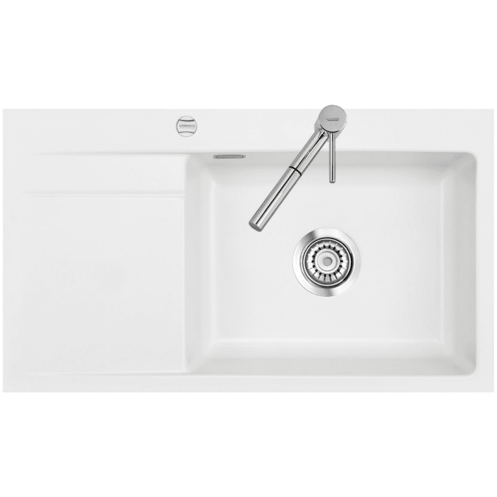 Systemceram Keradomo Stema 86 SL/ F Spüle rechts für flächenbündigen Einbau mit Excenterbetätigung, inkl. Armaturbohrung