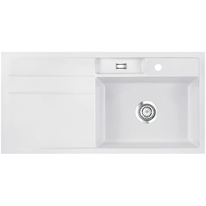 Systemceram Keradomo Bela 100 F Spüle rechts für flächenbündigen Einbau mit Handbetätigung, inkl. Armaturbohrung