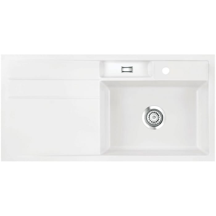 Systemceram Keradomo Bela 100 F Spüle rechts für flächenbündigen Einbau mit Excenterbetätigung, inkl. Armaturbohrung