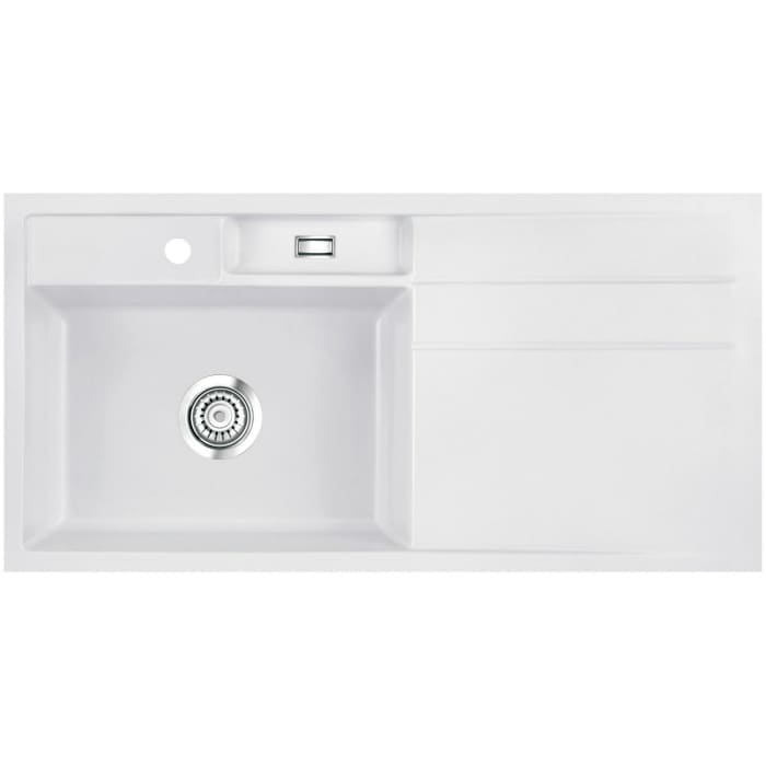 Systemceram Keradomo Bela 100 F Spüle links für flächenbündigen Einbau mit Handbetätigung, inkl. Armaturbohrung