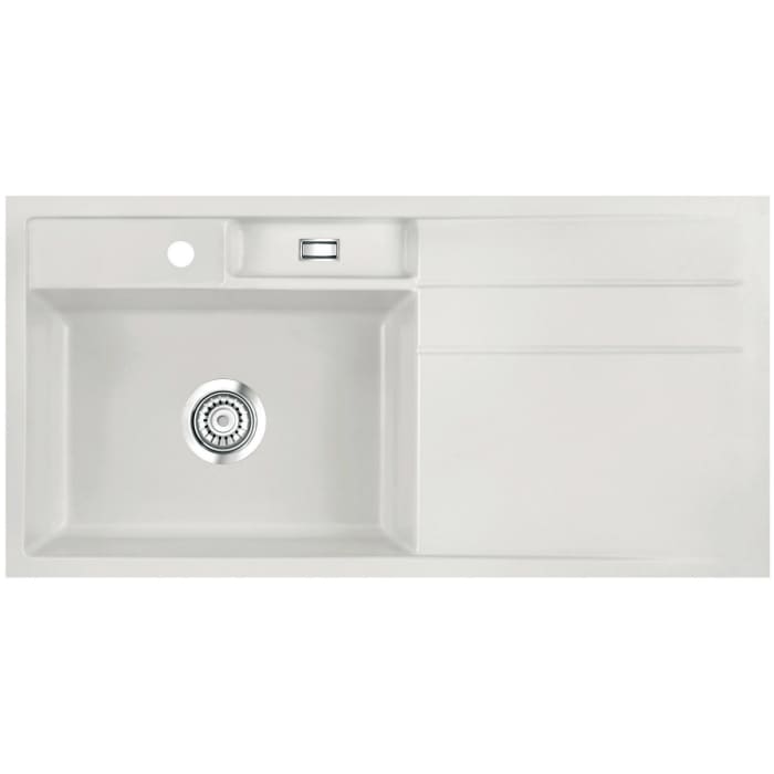 Systemceram Keradomo Bela 100 F Spüle links für flächenbündigen Einbau mit Handbetätigung, inkl. Armaturbohrung