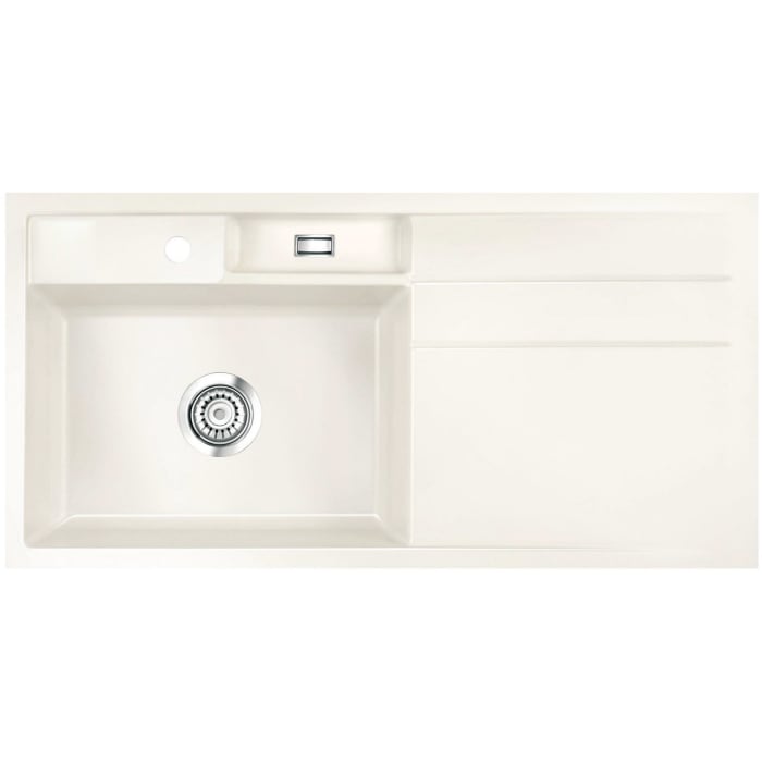 Systemceram Keradomo Bela 100 F Spüle links für flächenbündigen Einbau mit Excenterbetätigung, inkl. Armaturbohrung