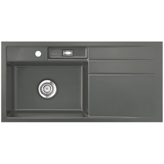 Systemceram Keradomo Bela 100 F Spüle links für flächenbündigen Einbau mit Excenterbetätigung, inkl. Armaturbohrung