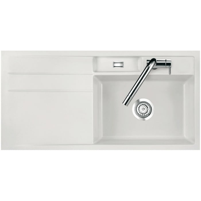 Systemceram Keradomo Bela 100 F Spüle rechts für flächenbündigen Einbau mit Handbetätigung, inkl. Armaturbohrung