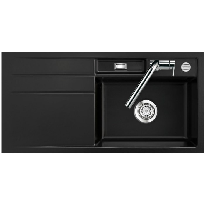 Systemceram Keradomo Bela 100 F Spüle rechts für flächenbündigen Einbau mit Excenterbetätigung, inkl. Armaturbohrung