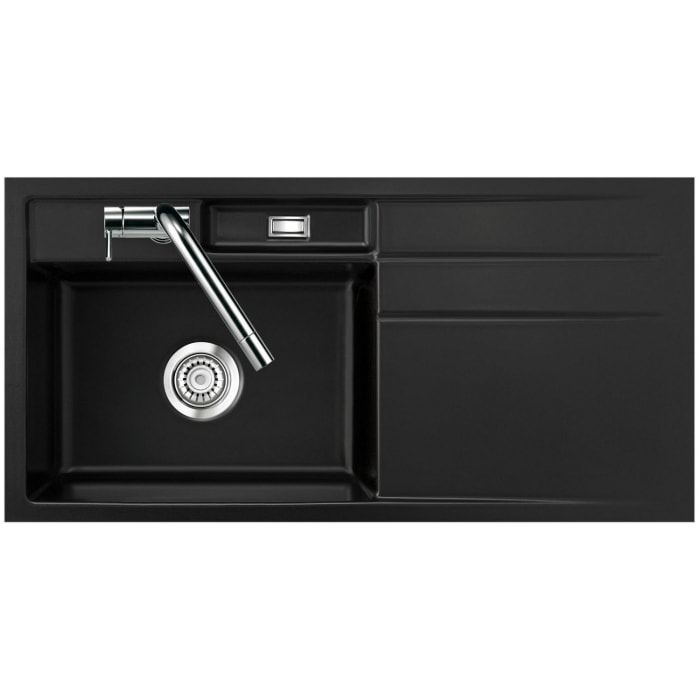 Systemceram Keradomo Bela 100 F Spüle links für flächenbündigen Einbau mit Handbetätigung, inkl. Armaturbohrung