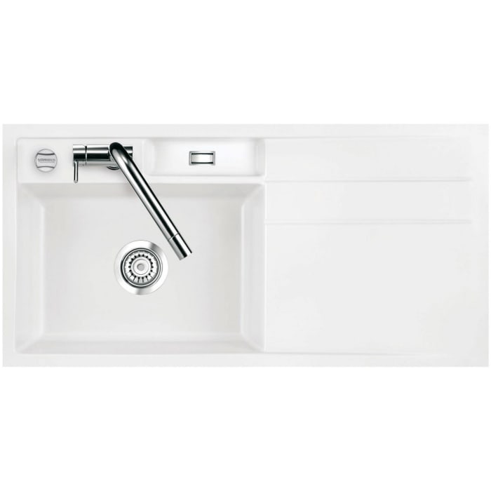 Systemceram Keradomo Bela 100 F Spüle links für flächenbündigen Einbau mit Excenterbetätigung, inkl. Armaturbohrung