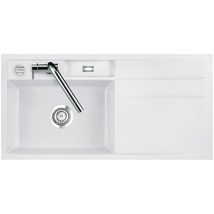 Systemceram Keradomo Bela 100 F Spüle links für flächenbündigen Einbau mit Excenterbetätigung, inkl. Armaturbohrung