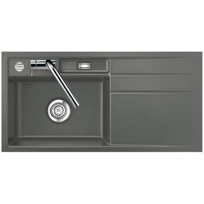 Systemceram Keradomo Bela 100 F Spüle links für flächenbündigen Einbau mit Excenterbetätigung, inkl. Armaturbohrung