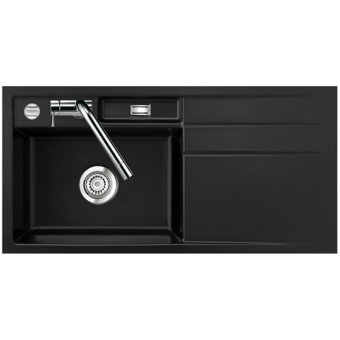 Systemceram Keradomo Bela 100 F Spüle links für flächenbündigen Einbau mit Excenterbetätigung, inkl. Armaturbohrung