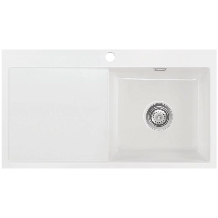 Systemceram Keradomo Mera 90 F Spüle rechts für flächenbündigen Einbau mit Handbetätigung, inkl. Armaturbohrung