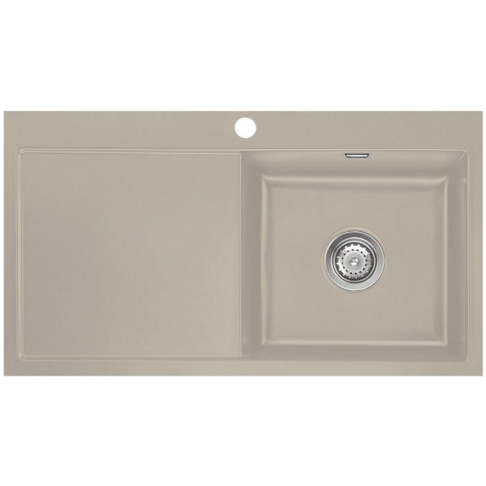 Systemceram Keradomo Mera 90 F Spüle rechts für flächenbündigen Einbau mit Handbetätigung, inkl. Armaturbohrung