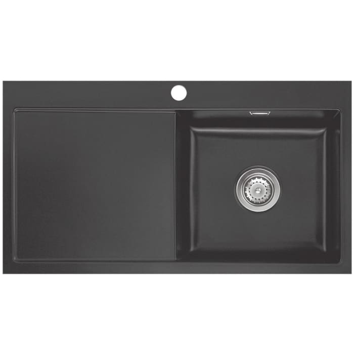 Systemceram Keradomo Mera 90 F Spüle rechts für flächenbündigen Einbau mit Handbetätigung, inkl. Armaturbohrung