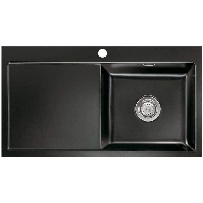 Systemceram Keradomo Mera 90 F Spüle rechts für flächenbündigen Einbau mit Excenterbetätigung, inkl. Armaturbohrung