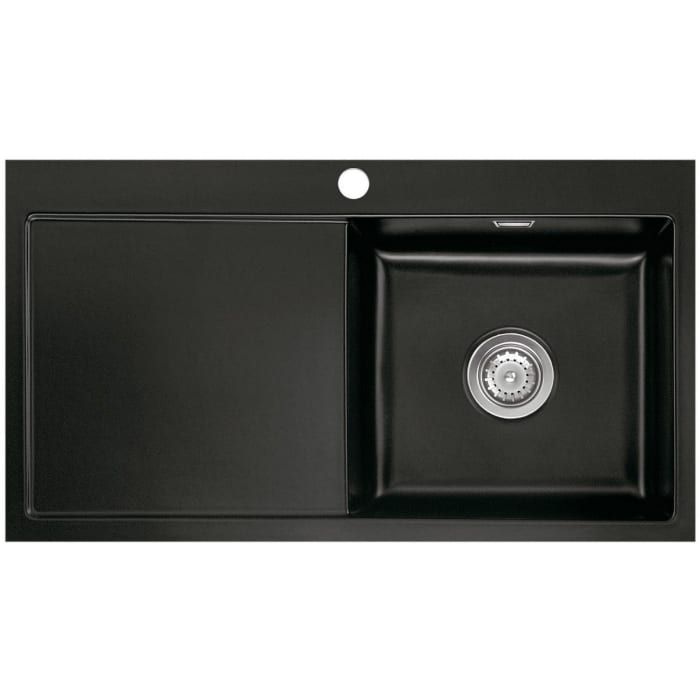 Systemceram Keradomo Mera 90 F Spüle rechts für flächenbündigen Einbau mit Excenterbetätigung, inkl. Armaturbohrung