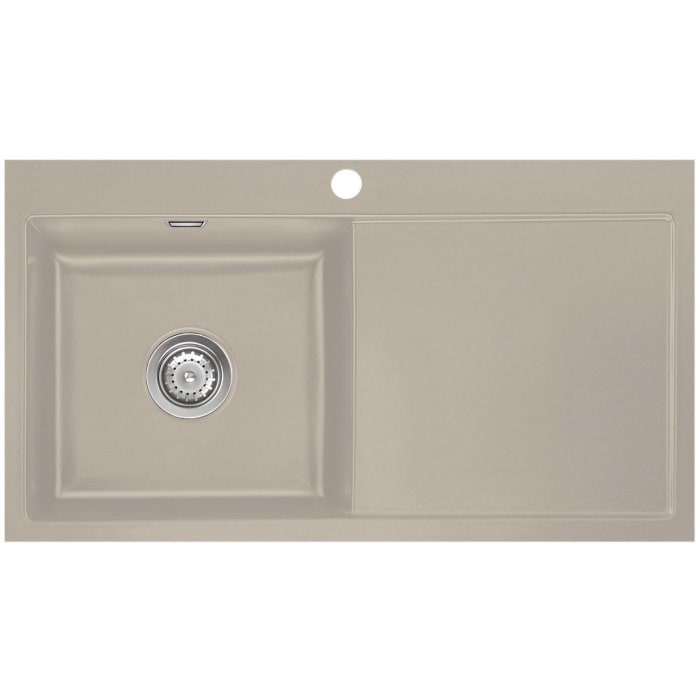 Systemceram Keradomo Mera 90 F Spüle links für flächenbündigen Einbau mit Handbetätigung, inkl. Armaturbohrung