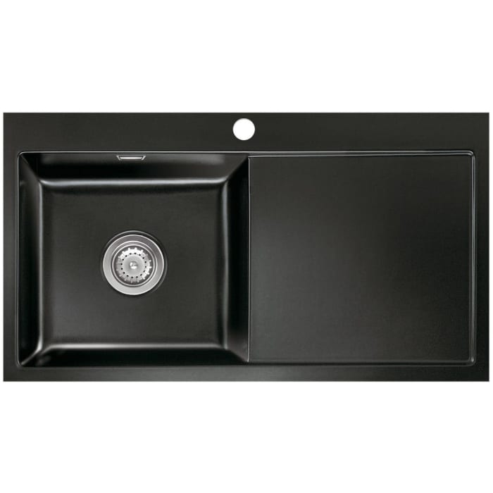 Systemceram Keradomo Mera 90 F Spüle links für flächenbündigen Einbau mit Handbetätigung, inkl. Armaturbohrung