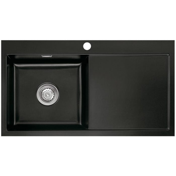 Systemceram Keradomo Mera 90 F Spüle links für flächenbündigen Einbau mit Handbetätigung, inkl. Armaturbohrung