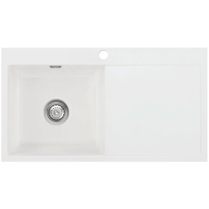 Systemceram Keradomo Mera 90 F Spüle links für flächenbündigen Einbau mit Excenterbetätigung, inkl. Armaturbohrung