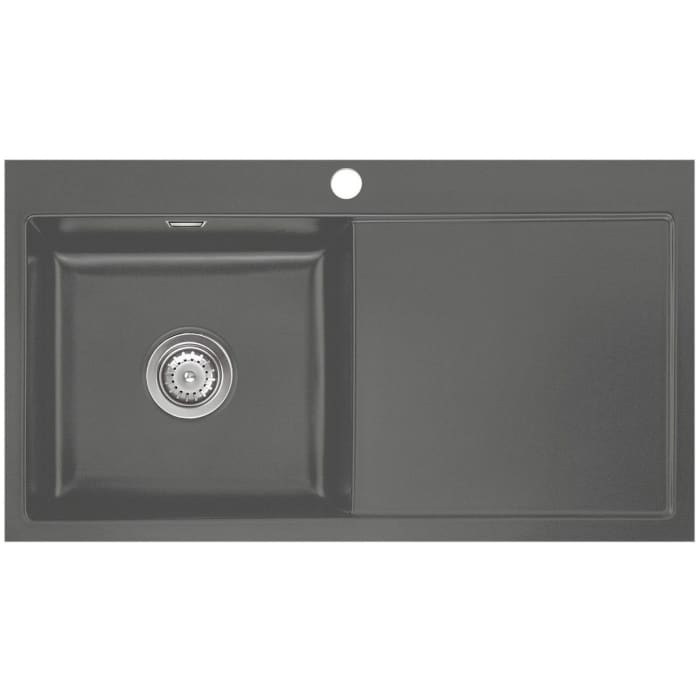 Systemceram Keradomo Mera 90 F Spüle links für flächenbündigen Einbau mit Excenterbetätigung, inkl. Armaturbohrung