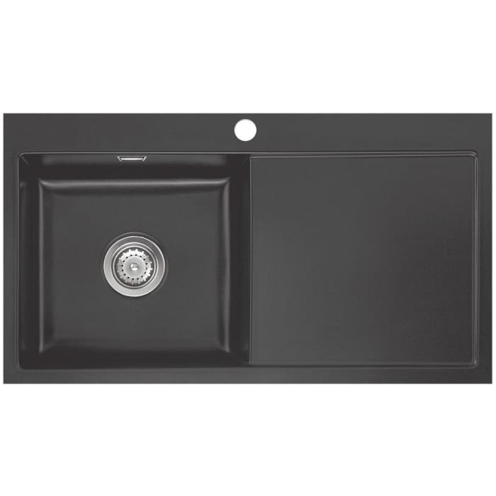 Systemceram Keradomo Mera 90 F Spüle links für flächenbündigen Einbau mit Excenterbetätigung, inkl. Armaturbohrung