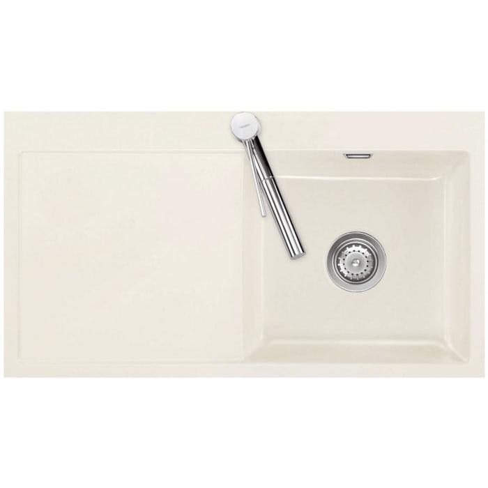 Systemceram Keradomo Mera 90 F Spüle rechts für flächenbündigen Einbau mit Handbetätigung, inkl. Armaturbohrung