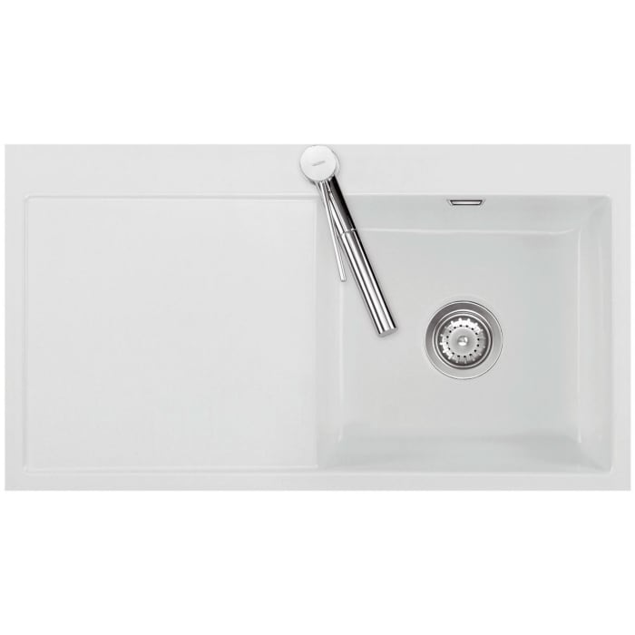 Systemceram Keradomo Mera 90 F Spüle rechts für flächenbündigen Einbau mit Handbetätigung, inkl. Armaturbohrung