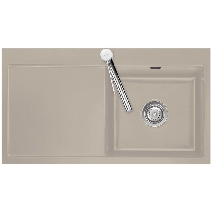 Systemceram Keradomo Mera 90 F Spüle rechts für flächenbündigen Einbau mit Handbetätigung, inkl. Armaturbohrung