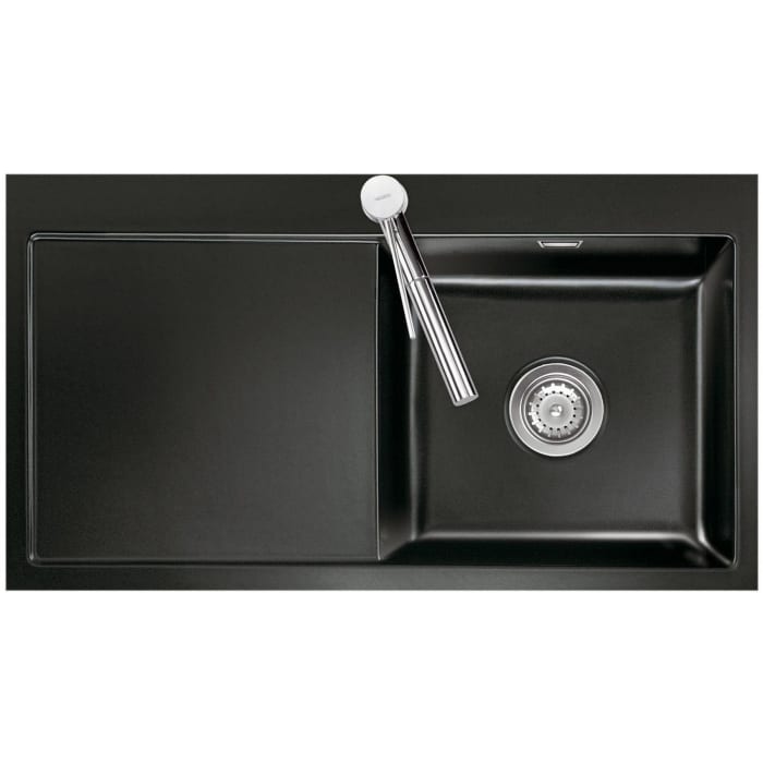 Systemceram Keradomo Mera 90 F Spüle rechts für flächenbündigen Einbau mit Handbetätigung, inkl. Armaturbohrung